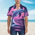 thumbnail image 2 of Sikiie Hawaiian Beach Dolphin Print Men's Hawaiian Shirt, Summer Beach Button Pocket Short Sleeve T-Shirt,Large, 2 of 7