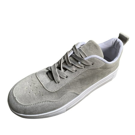 

iOPQO Women s casual shoes Women s Fashion Suede Solid Color Large Size Flat Lace-up Casual Shoes Suede Solid Color Large Grey 40