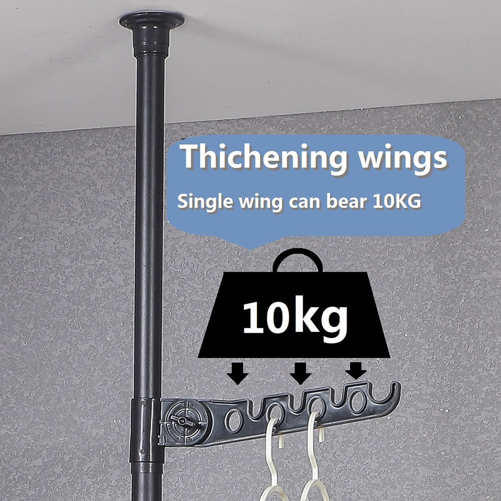 Kadyn Adjustable Laundry Pole, Standing Clothes DIY Floor to Ceiling Tension Rod Storage Organizer, Modern Adjustable Laundry Pole for Indoor, Balcony, Black