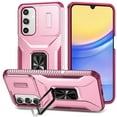 thumbnail image 1 of For Samsung Galaxy A16 Slim Fit Shockproof Hybrid with Slide Camera Cover & Rotated Ring Kickstand, [Military-Grade] Phone Case For Samsung Galaxy A16 6.7",Pink,For Galaxy A16, 1 of 8