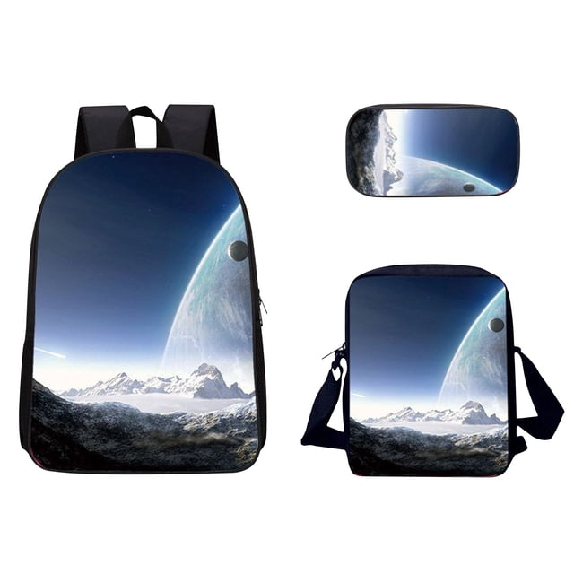 Agiferg 3D Sky Pattern School Bag Breathable Travel Outdoor Multifunctional Bag 3PC