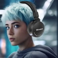 thumbnail image 1 of Regalos Quinlirra para mamá: Audífonos inalámbricos Bluetooth supraaurales con luz y micrófono, 8 horas de uso, plegables, regalo de cumpleaños para mujer., 1 of 8