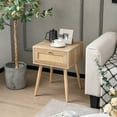 thumbnail image 4 of Gymax 2 PCS Nightstand Bedside Sofa Table with Rattan Drawer for Bedroom & Living Room, 4 of 10