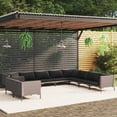 thumbnail image 1 of vidaXL 10 Piece Garden Lounge Set with Cushions Poly Rattan Dark Grey, 1 of 4