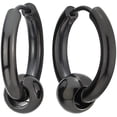 thumbnail image 1 of Pendientes de aro plegables de acero inoxidable con cuentas circulares negras para hombres y mujeres, 2 partes Adepaton LRWJ182-4, 1 of 6