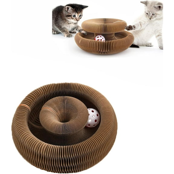 Marlene Pets, Marlene Cat Toy, Marlenes Pet Shop, Marlene Round Scratch Board, Magic Organ Cat Scratching Board, Foldable Cat Scratch Board Toy with Bell for Indoor Cats-1pcs