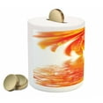 thumbnail image 2 of Flower Piggy Bank, Sun Flora Reflection on the Water in a Rainy Day Leaves in a Water River Photo, Ceramic Coin Bank Money Box for Cash Saving, 3.6" X 3.2", Orange, by Ambesonne, 2 of 4