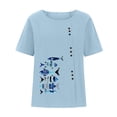 thumbnail image 4 of Teissuly Women Casual Cotton And Linen Top Ocean Fish Printed Short Sleeve Button Tunic T-shirt Blouse Tops, 4 of 4