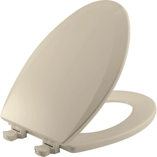 Asiento de inodoro Bemis 1500EC 146 de madera moldeada de almendra alargado