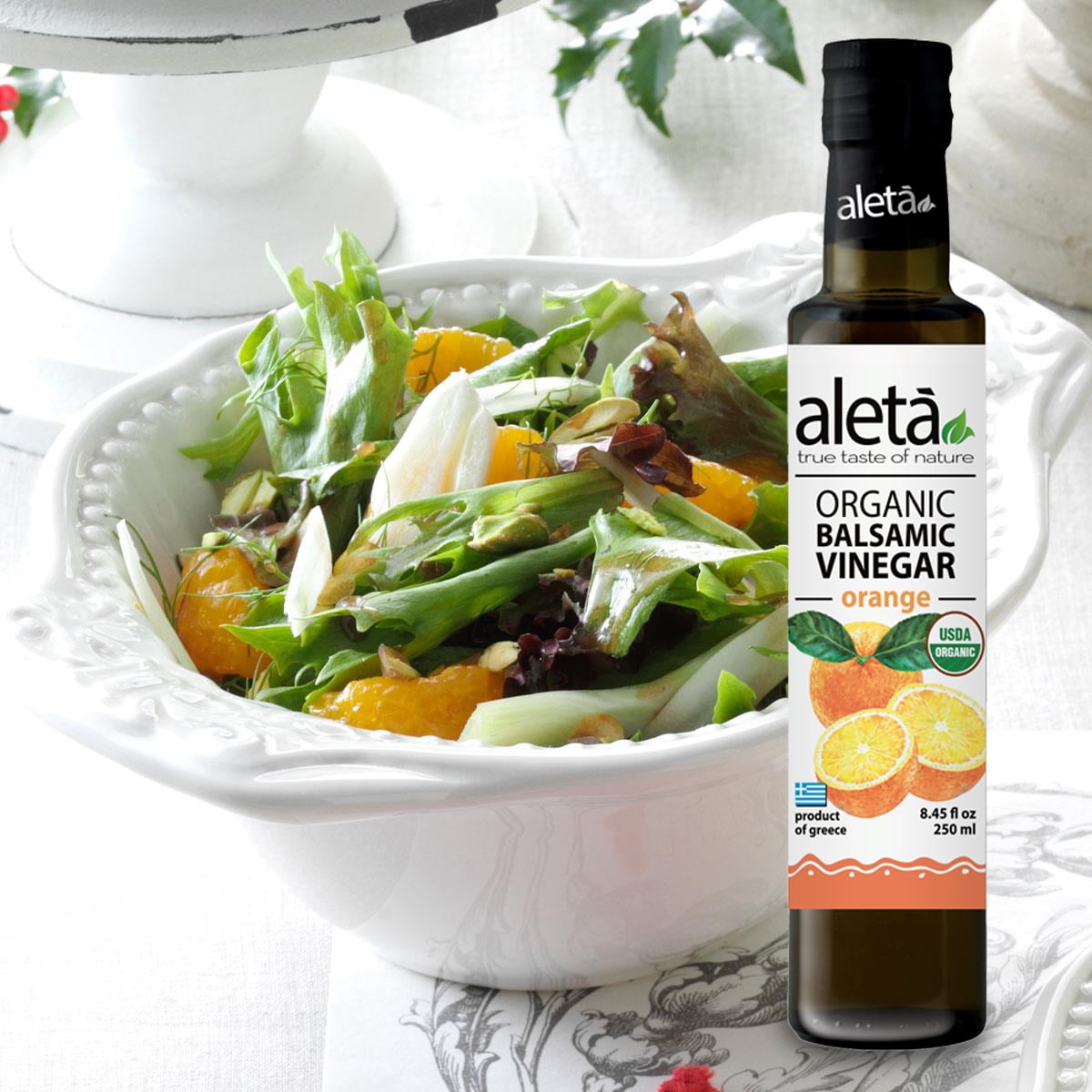 Aleta Organic Orange Infused Balsamic Vinegar, 8.45 Fl Oz