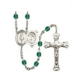 thumbnail image 1 of St. Sebastian/Dance Silver-Plated Rosary 6mm December Blue Fire Polished Beads Crucifix Size 1 5/8 x 1 medal charm, 1 of 1