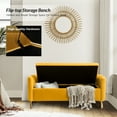 thumbnail image 7 of Upholstered Flip-Top Storage Bench Button Tufted with Pillows Golden Base for Home Bedroom Yellow, 7 of 7