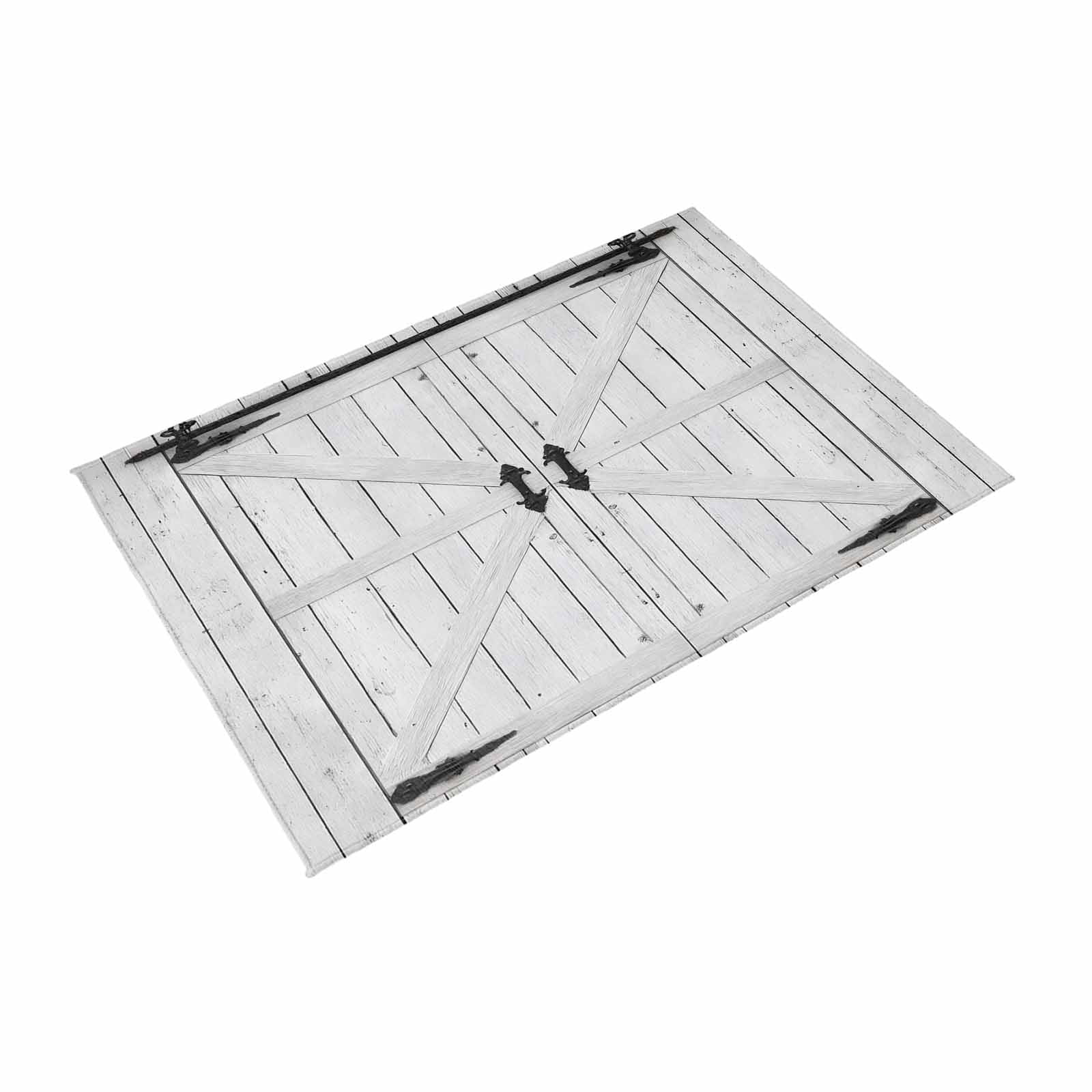 Farmhouse Wood Grain Outdoor Rug 4x6 Ft, Non Slip Washable Area Rug, Vintage Country Barn Gate Grey Patio Rugs Carpet Runner, Large Floor Mat for Indoor/Outdoor Deck Porch Camping