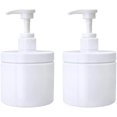thumbnail image 1 of 2 botellas de plástico rellenables con bomba para loción y champú, color blanco, 500 ml, 1 of 7