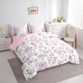 thumbnail image 4 of Manfei Chic Rose Floral 7-Piece Twin Bedding Sets,Natural Botanical Leaf Bedding Comforter Set,Green White Purple Sheet Sets For Boys,Microfiber Bedroom Decor Reversible, 4 of 9