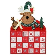 Sunnyglade Calendrier de l'Avent de Noël en bois avec tiroirs Compte à rebours de 24 jours Décoration de vacances mignonne (Rouge)