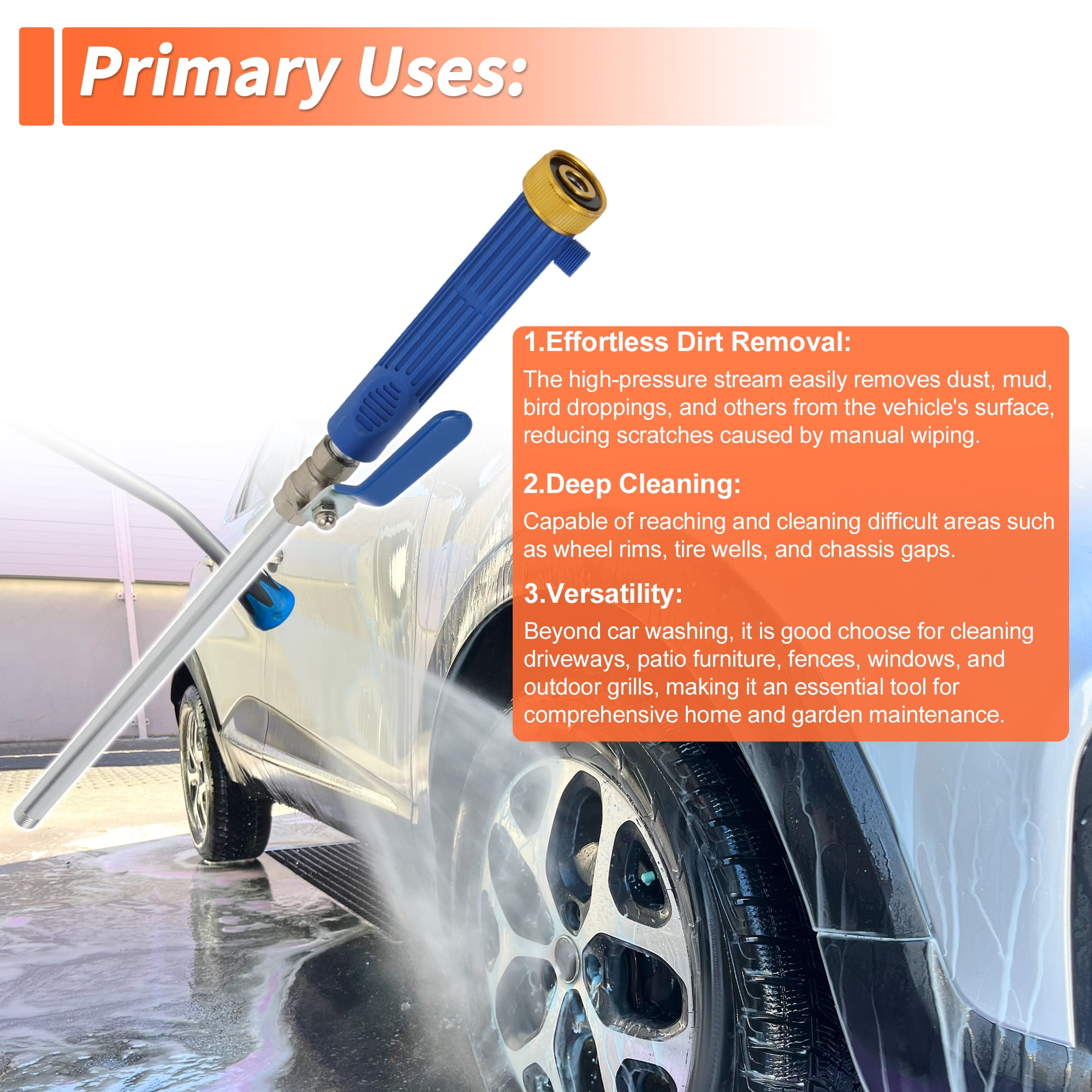 Unique Bargains Heavy Duty Water Hose Nozzle High Pressure Car Garden Hose Nozzle Adjustable Hand Sprayer for Gardening Vehicle Aluminum Alloy Copper TPR Blue 1 Set