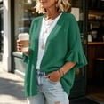 thumbnail image 4 of Warop Women's Cardigan Sweaters Ruffle 3/4 Sleeve Casual Openwork Knit Sweater Tops Oversized Fall Coat, 4 of 6