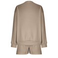 thumbnail image 4 of Shorts and Sweatshirt Set for Women Fall Lounge Sets Sweatsets Women 2 Piece Outfit Activewear Sets Maternity Sets Bride Lounge Set Comfort Sweat Set Casual Set，Khaki，2XL, 4 of 5