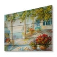 thumbnail image 2 of Designart 'Terrace With Red Flowers Near The Sea' Nautical & Coastal Print on Natural Pine Wood, 2 of 5