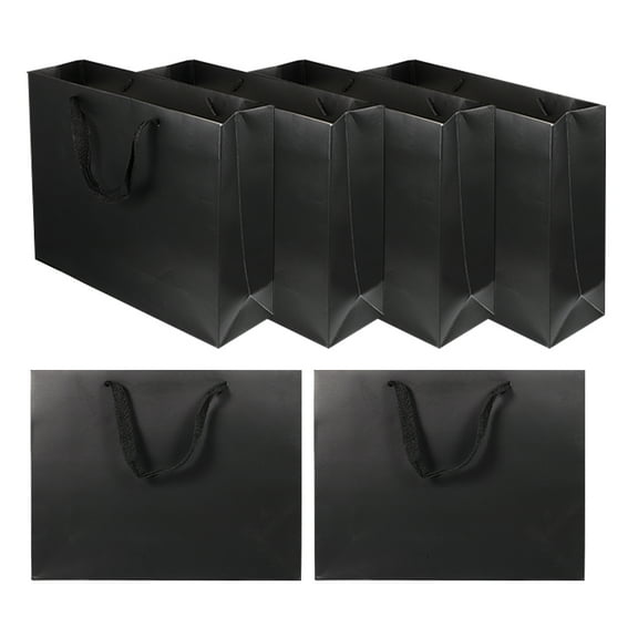 HOOWIFFY Black Paper Bags with Handles for Storage and Party Favors 6Pcs