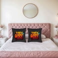 thumbnail image 2 of Set of 2 Decorative Throw Pillow Covers 18x18in - Bold ' JODY WOC ' Design with Abstract Colors for Couch Bed Car - Modern Art Style, 2 of 8