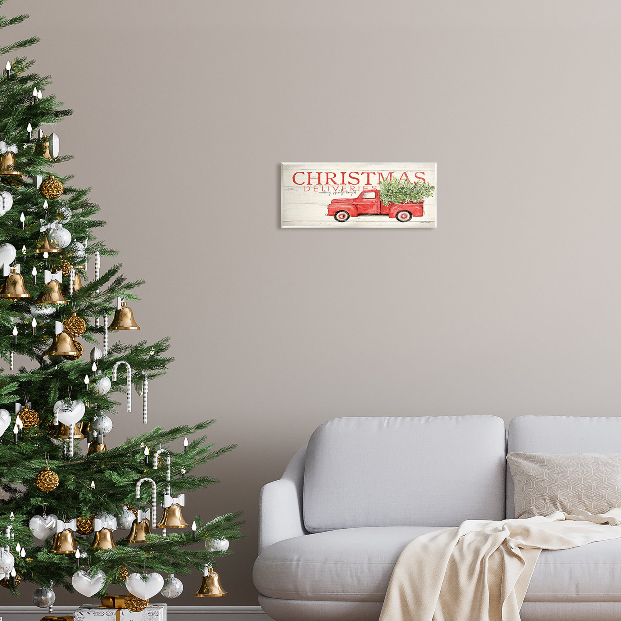 Stupell Industries Christmas Deliveries Red Truck Holiday Painting Unframed Art Print Wall Art