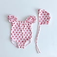 thumbnail image 2 of LckLvx Baby Girls Swimsuit Cute Print Stretchy Short Sleeve One-Piece Swimwear with Hat for 2-24 Months, 2 of 4