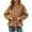 Khaki, variant on Suede Jacket Women Fall Winter Long Sleeve Heavyweight Button Down Stand Collar Belted Waist Tie Coat with Pockets
