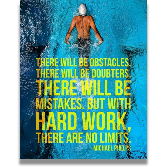Michael Phelps inspirational wall decor - Motivational wall art for swimming enthusiasts - Positive affirmations wall decor poster