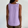 thumbnail image 6 of WHLBF Tank Tops for Women Round Neck Sleeveless Fashionable Solid Color Tie Strap Cotton Linen Top Tank Purple S, 6 of 8