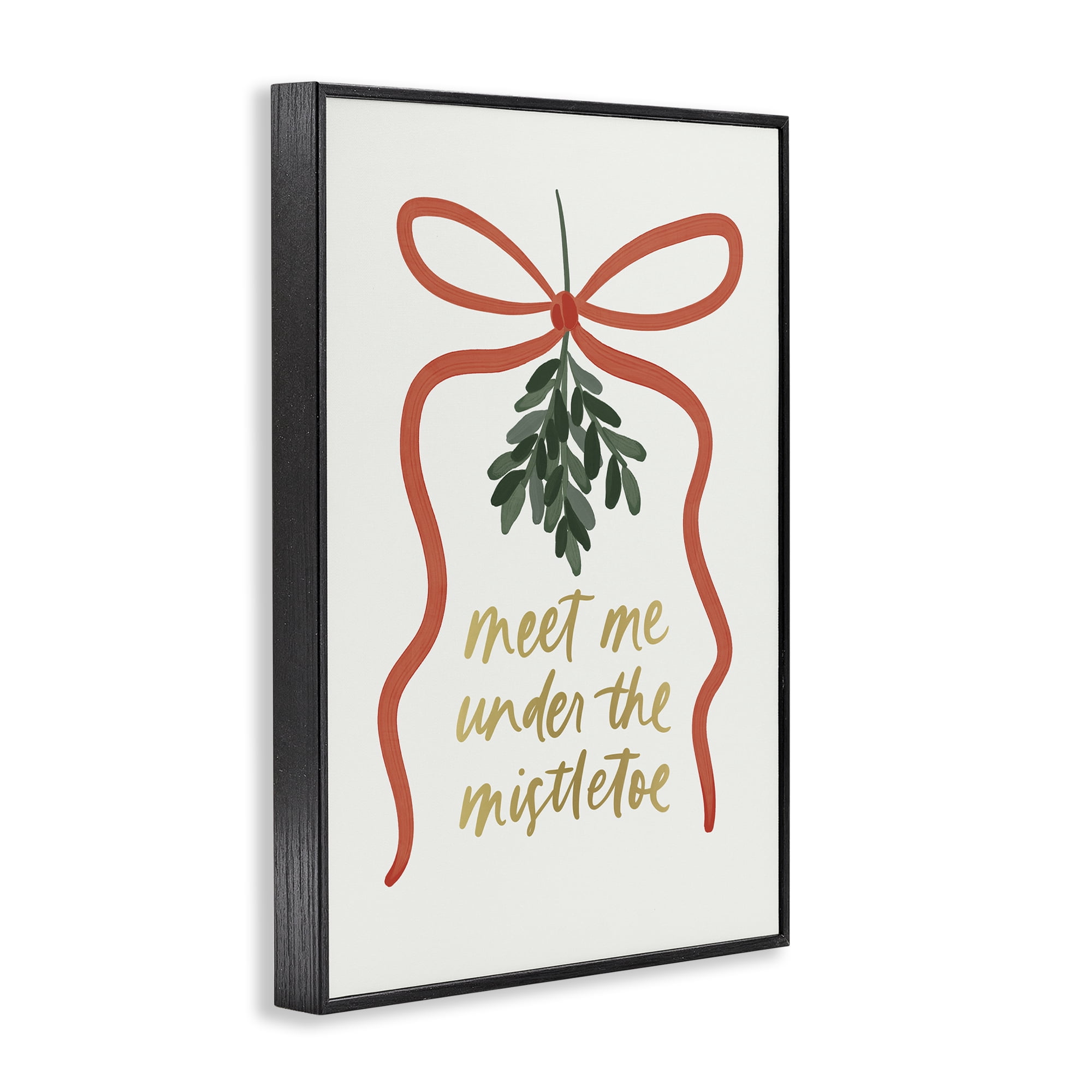 Stupell Industries Under Mistletoe Christmas Holiday Painting Black Framed Art Prints Wall Art, 12 x 18