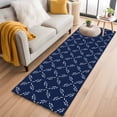 thumbnail image 3 of 2x6 Kitchen Runner Rug, Navy Blue Non-Skid Rubber Backing Large Rectangle Rugs - Living Room Bedroom Home Office, Geometric Leaf Diamond Plaid Abstract Check Indoor Floor Mat Carpets Washable Rug, 3 of 9