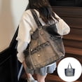 thumbnail image 2 of Stylish Gradient Jeans Casual Shoulder Bag Practical Fabric Underarm Bag Large Capacity Handbag Multiple Pockets Blue, 2 of 4