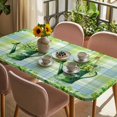 thumbnail image 3 of St. Patrick's Day Table Cloths for 6 Foot Rectangle Tables, Green Shamrock Watering Can Leaf Plaid Patio Waterproof Elastic Fitted Tablecloths, Washable Rectangular Table Cover for Camping, 3 of 8