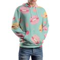 thumbnail image 5 of Happy Macaron Pattern Men's Women Vintage 3D Hooded Sweatshirt - All-Season Loose Fit Streetwear, 5 of 6