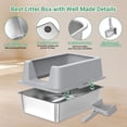 thumbnail image 4 of Anyask Stainless Steel Cat Litter Box with Paw Filter Pedal&2-Layer Sifting Mat&Scooper, 20L Extra Large Metal Litter Pan with Lid&High Wall Sides Enclosure for Small/Big/Multi Cats,Light Grey, 4 of 12