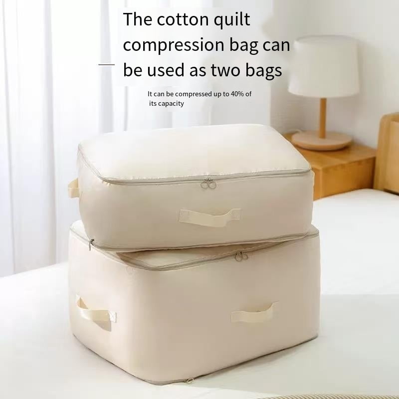 2 extra-large Vacuum Storage Bags for Clothes, Travel Compression Bags Set with Hand Pump - Space Saving Organizer for Clothing, Quilts, Down Jackets
