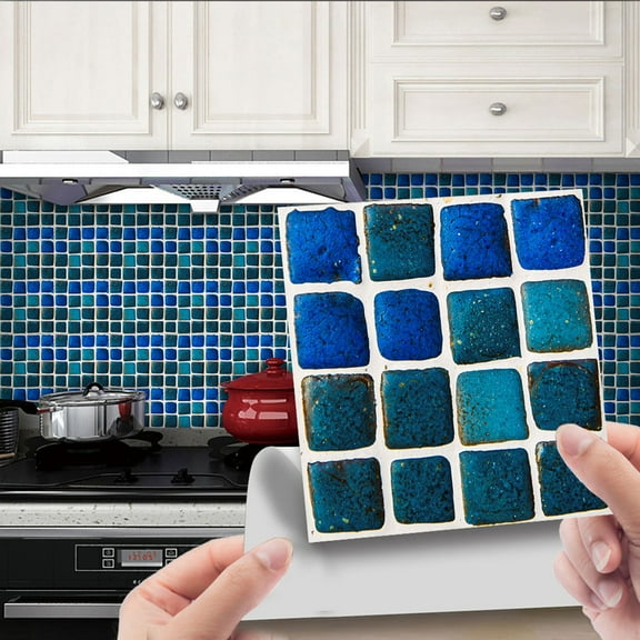 Latrodar 10Pc Crystal Tile Stickers DIY Kitchen Bathroom Decoration Self-Adhesive Wall Stickers Ceramic Tile Stickers As shown Decorative 4x0.6 Inch