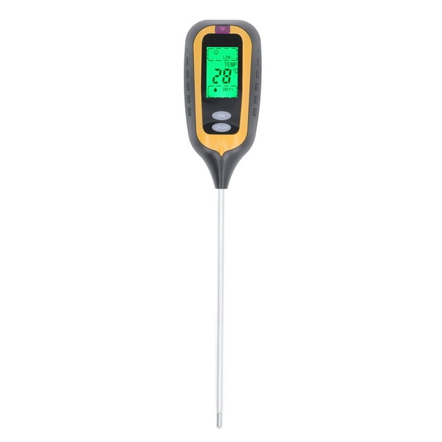 Medidor De Humedad del Suelo, 4 En 1 Digital para Plantas De Interior Y Exterior, Hidrómetro De Suelo, Retroiluminación, Temperatura De La Planta, PH, Probador De Resistencia A La Luz Solar