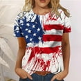 thumbnail image 2 of Birdeem T-Shirts d'Été Décontractés à Col Rond et Manches Courtes pour Femmes, Imprimé Drapeau, Basiques, 2 of 6