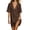 Brown, variant on Alkepwun Summer Dresses for Women 100% Cotton Summer V-Neck Short Sleeve Relaxed Cropped Stretch Sundress Solid Color Casual Dropped-Shoulder Straight Hem Pullover Dress
