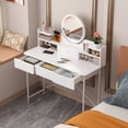thumbnail image 3 of Women Dresser, Happydeer Vanity Table with LED Lighted Mirror, 4 Drawers and Opening Shelves Dressers, Dressing Table for Bedroom, 3 Modes Brightness Adjustable Makeup Desk, 3 of 6