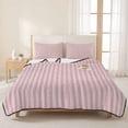 thumbnail image 3 of King Quilt Set 96''x106'', Pink Striped Lightweight Summer Bedspread Coverlet Set with 2 Pillow Shams, Modern Simple Farmhouse Beige Vintage Breathable All Season Quilt Bedding for Bedroom/Guest Room, 3 of 9