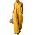 thumbnail image 2 of Womens Sleeveless Linen Jumpsuit Casual Loose Fit Wide Leg One Piece Outfit with Pockets, L, 2 of 4