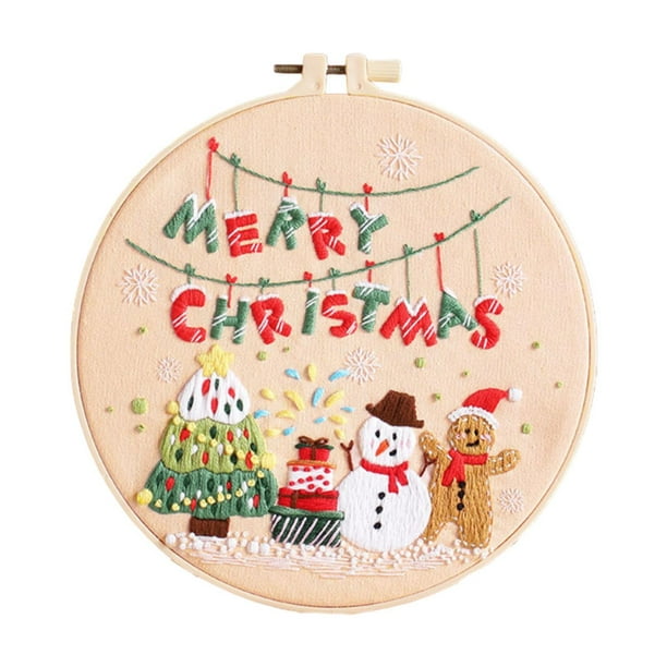 Kit de bordado navideño, juego de manualidades para adultos y principiantes, regalo de Navidad Muñeco de nieve y arbol