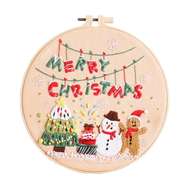 Kit de bordado navideño, kit de , regalo de Navidad para adultos Muñeco de nieve y arbol