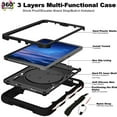 thumbnail image 3 of ELEHOLD Hybrid Rugged Case for iPad Mini (6th Generation), Heavy Duty Shockproof Cover with 360° Rotation Handstrap Kickstand Detachable Shoulder Strap Case for iPad mini 6 -2021,Black, 3 of 11
