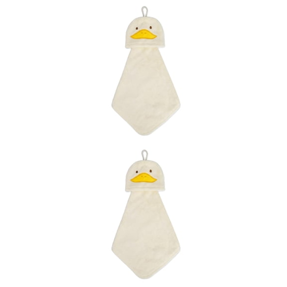 Unique Bargains Animal Hanging Soft Absorbent Hand Towel Yellow Duck 15" x 8"