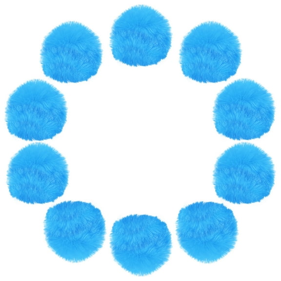 Uxcell 2 Inch Faux Fur Pom Pom Balls, 10 Pcs Lake blue Faux Fur Pom Poms for Hats with Elastic Loop for DIY Knitting Hats Keychain Scarves Gloves Bags Shoes